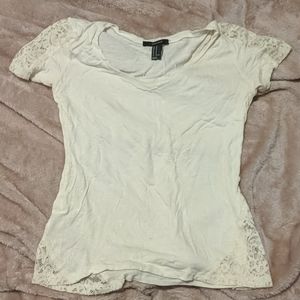 Short sleeve lace accent top